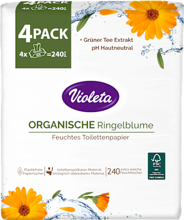 Vlažni toaletni papir – neven, 4 x 60 kom. Violeta