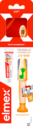Otroška zobna ščetka in pasta z aminofluoridom, od 0 do 3 let, več različic elmex