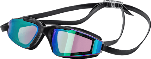 Schwimmbrille Kids, schwarzer Rahmen, bunt verspiegelt SUNDANCE