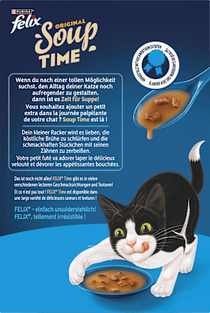 Nassfutter Katze mit Kabeljau, Thunfisch, Scholle, Original Soup Time, Multipack (6x48g) Felix