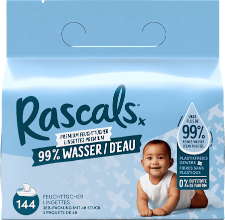 Feuchttücher Premium 99 % Wasser (3x48 St) Rascals