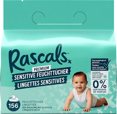 Feuchttücher Premium Sensitive (3x52 St) Rascals