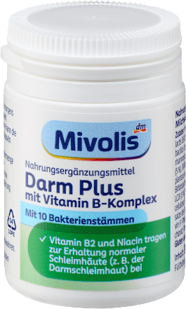 Prehransko dopolnilo Darm Plus z vitamini, mlečnokislinskimi bakterijami in inulinom Mivolis