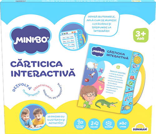 Cărticică interactivă cu ilustrații și activități, 10 pagini Minibo