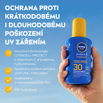sprej na opalování protect & moisture SPF30 NIVEA SUN
