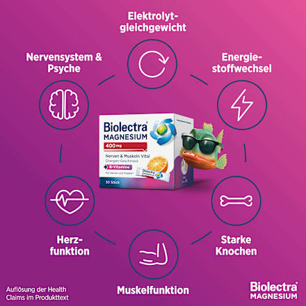 Biolectra MAGNESIUM 400mg Nerven & Muskeln Vital Sticks 30 St Biolectra