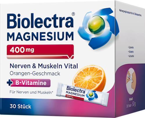 Biolectra MAGNESIUM 400mg Nerven & Muskeln Vital Sticks 30 St Biolectra