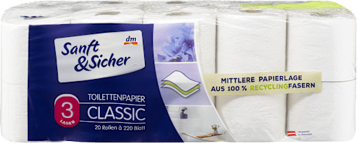 Toilettenpapier Classic 3-lagig Mega Roll Sanft&Sicher