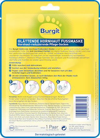 Glättende Hornhaut Fußmaske (1 Paar) Burgit