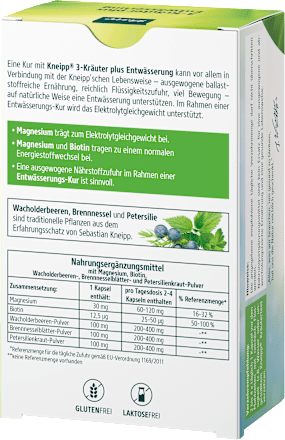 Entwässerung 3-Kräuter Plus Kapseln 60 St Kneipp