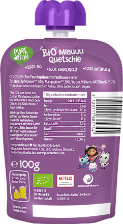 Voćni pire Gabby's Dollhouse – s jabukom, mangom i zobi PURE & FUN