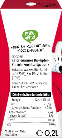 Eko voćni sok - 3 god.+, jabuka i breskva, više vrsta PURE & FUN