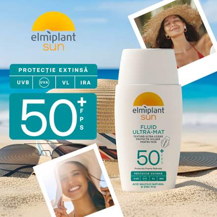 Fluid pentru față ultra‑mat SPF 50+ Elmiplant