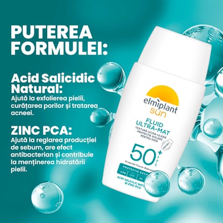 Fluid pentru față ultra‑mat SPF 50+ Elmiplant