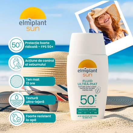 Fluid pentru față ultra‑mat SPF 50+ Elmiplant