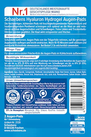 Augen Pads Hydrogel Schaebens
