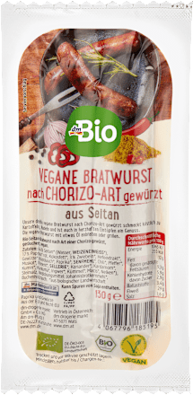 Bio veganska dimljena, papricirana klobasica iz sejtana dmBio
