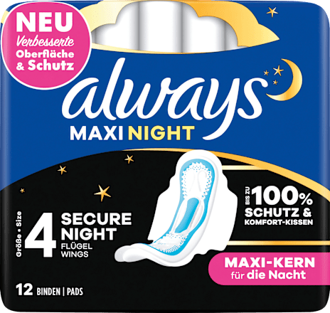 Binden Maxi Night mit Flügeln  always