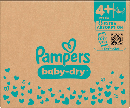 Windeln Baby Dry Gr. 4+ Maxi (10-15 kg) Monatsbox Pampers baby-dry