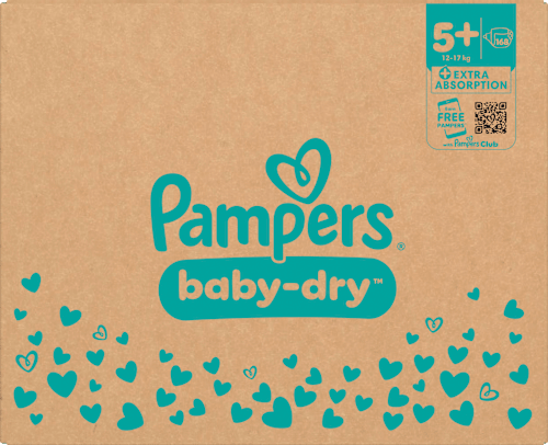 Windeln Baby Dry Gr. 5+ Junior Plus (12-17 kg) Monatsbox Pampers baby-dry