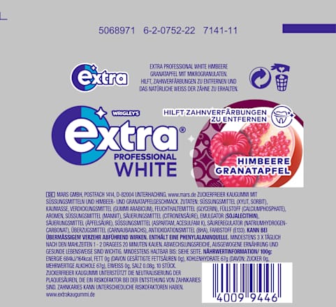 Kaugummi, Extra Professional White, Himbeere Granatapfel, zuckerfrei EXTRA