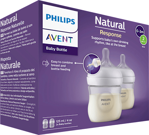 Babyflasche Natural Response weiß, von Geburt an, Doppelpack, 125ml PHILIPS AVENT