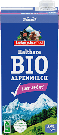 Milch, haltbare Alpenmilch, 3,5% Fett, laktosefrei Berchtesgadener Land