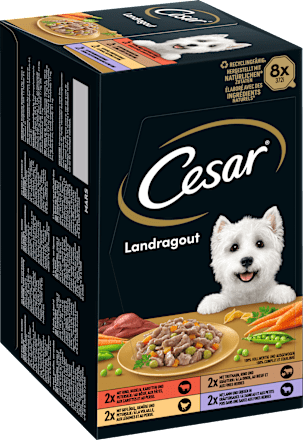 Nassfutter Hund Landküche Vielfalt in Sauce, Multipack (8x150 g) Cesar