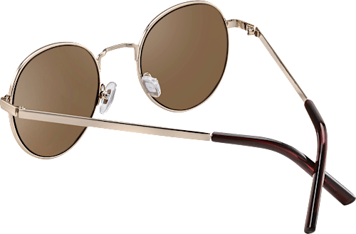 Sonnenbrille Erwachsene, goldfarbenes Metallgestell, runde braun getönte Gläser SUNDANCE