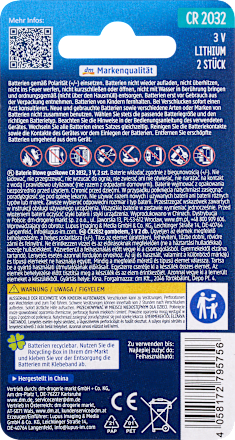 knoflíkové lithiové baterie CR2032 3V Paradies