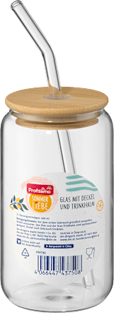 Glas mit Bambusdeckel und Trinkhalm Sommerliebe Profissimo