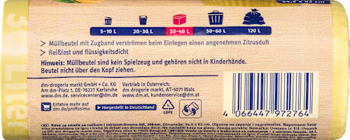 Торби за смет 30L с връзки и аромат на лимон Profissimo