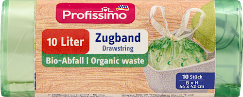 Vrečke za smeti iz bio folije z vrvico, 10 l Profissimo