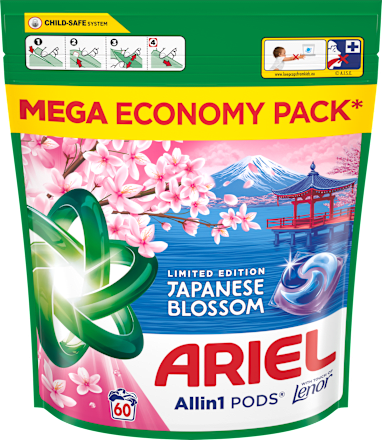 Pracie kapsuly Allin1 Pods+ Japanese Blossom, MEGA Economy Ariel