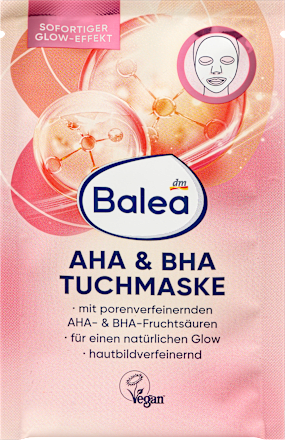 Maschera viso esfoliante in tessuto con AHA & BHA Balea
