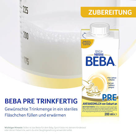 Anfangsmilch Pre trinkfertig von Geburt an Nestlé BEBA