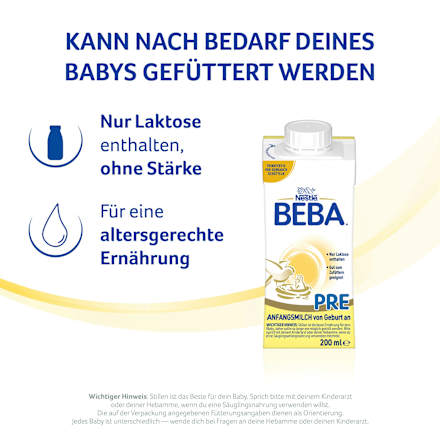 Anfangsmilch Pre trinkfertig von Geburt an Nestlé BEBA