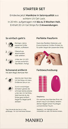 Starterset UV Gel Nagelfolien Raspberry Maniko