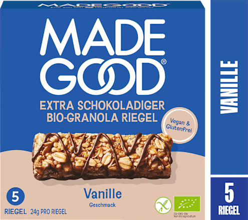 Müsliriegel, Chocolate Drizzled, Granola Bars, Vanilla Flavour (5 Stück) Made Good