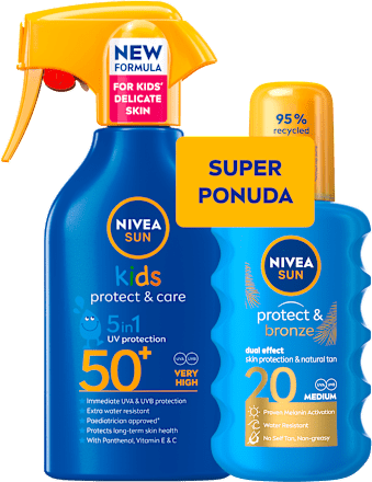 Sprej za sunčanje kids protect & care, SPF 50+ + protect & bronze, SPF 20 NIVEA SUN
