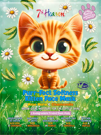 Kitten Face maska za lice u maramici - krastavac i aloa 7th Heaven