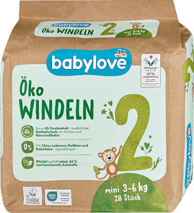 Ekologické plienky, veľkosť 2 mini (3–6 kg) babylove nature