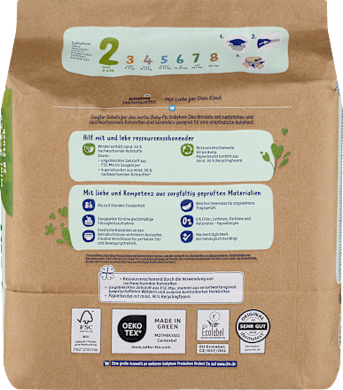 Eko пелени, размер 2 Mini (3–6 kg) babylove nature
