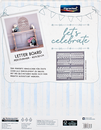 Letterboard Bogenform Paradies