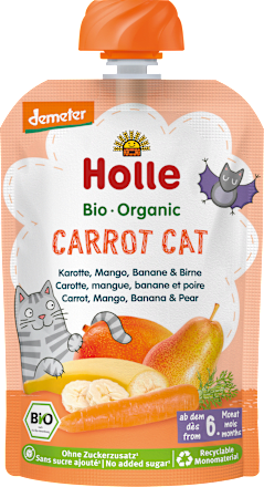 Quetschie Carrot Cat, Karotte, Mango, Banane & Birne ab 6 Monaten Holle