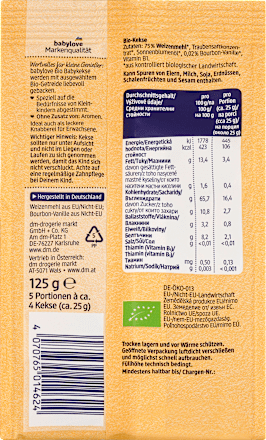 Bio piškoti za dojenčke iz pšenične moke z vaniljo, 1 leto + babylove