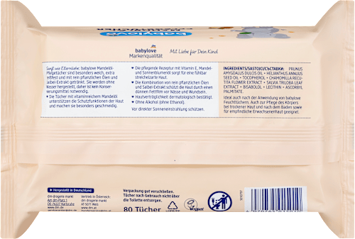 Vlhčené utierky s mandľovým olejom babylove