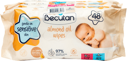 Vlažne maramice s bademom, 3x48 Becutan