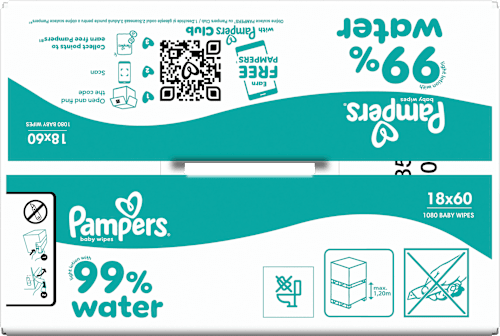 Feuchttücher 99 % water (18x60 St) Pampers baby-dry