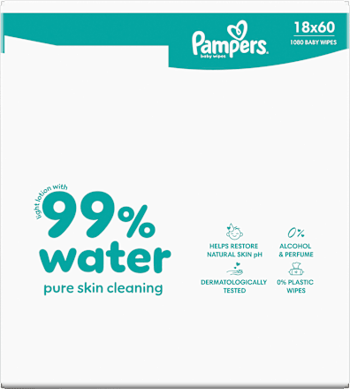 Feuchttücher 99 % water (18x60 St) Pampers baby-dry